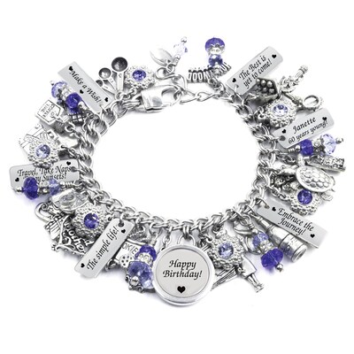 Birthday Charm Bracelet, Personalized Engraving, Birthstone Gift - image5